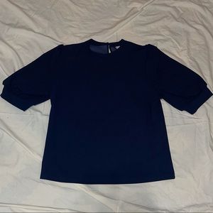 Women’s Navy Top with Peplum Sleeves